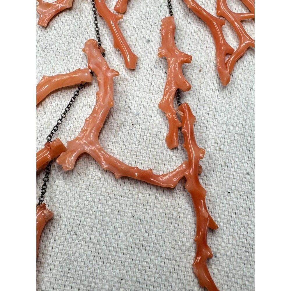 Chan Luu Salmon Branch Coral 925 Sterling Statement Bib Necklace 16in - Picture 12 of 16